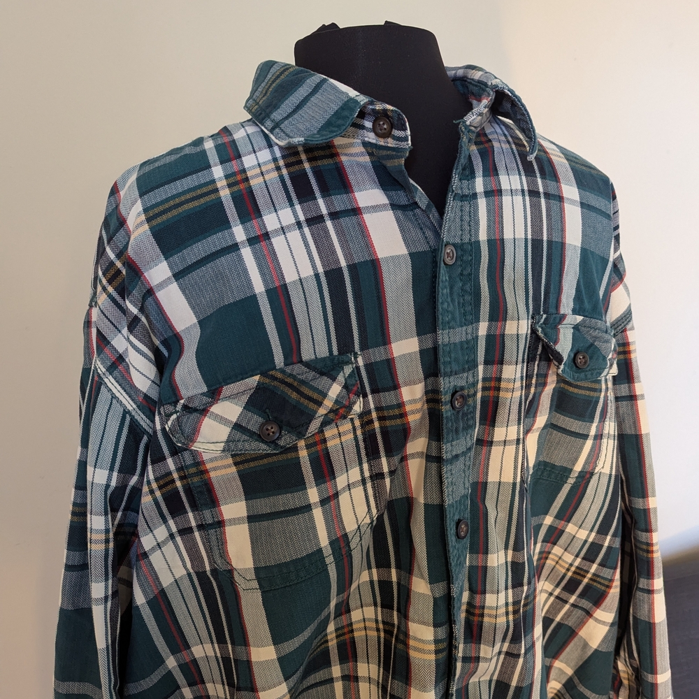 G.H. Bass Men's Green Plaid Shirt